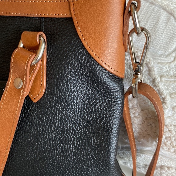 VALENTINA Black & Brown Leather Convertible Bag - Picture 3 of 6